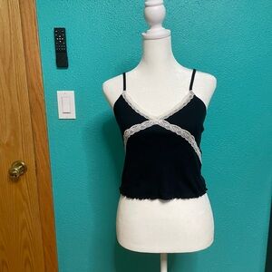 Topshop Black Lace Trim Cami Top